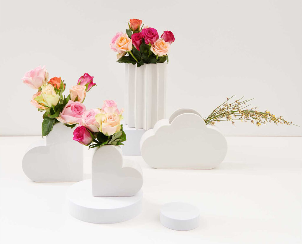 Stilvolle Vasen in Herz- und Wolkenform: Muttertag Deko 