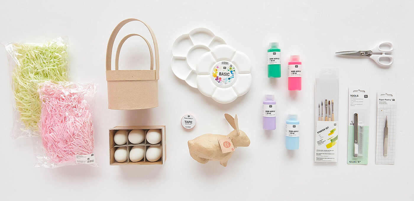 Material zum Osterkörbchen basteln und gestalten