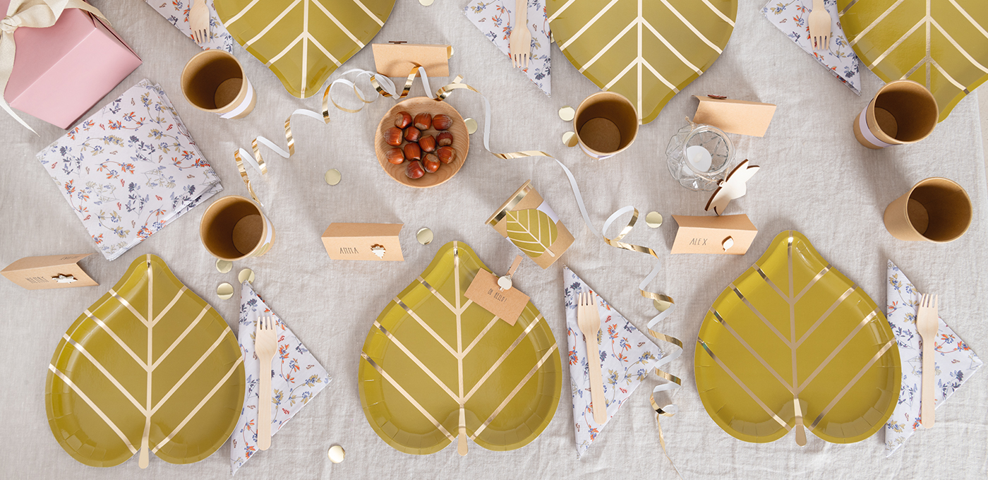 Herbst Party Deko Set - Papierfächer, Pompons & Laternen In Rot, Orange, Grün