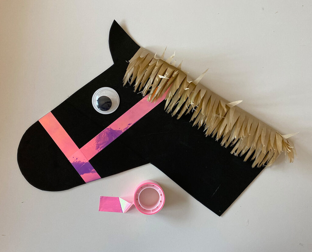 Pferdekopf Schultüte basteln - mit Washi Tape und Moosgummi