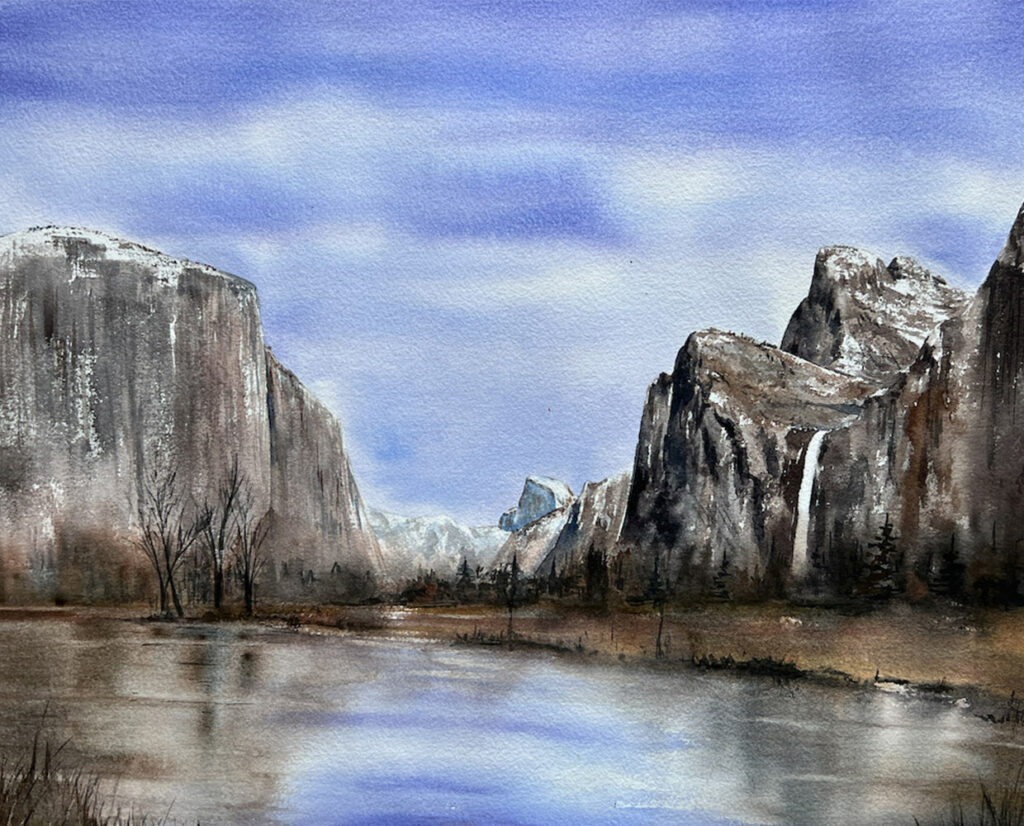 Emotionen in der Berglandschaft: Realitätsgetreue Aquarellmalerei