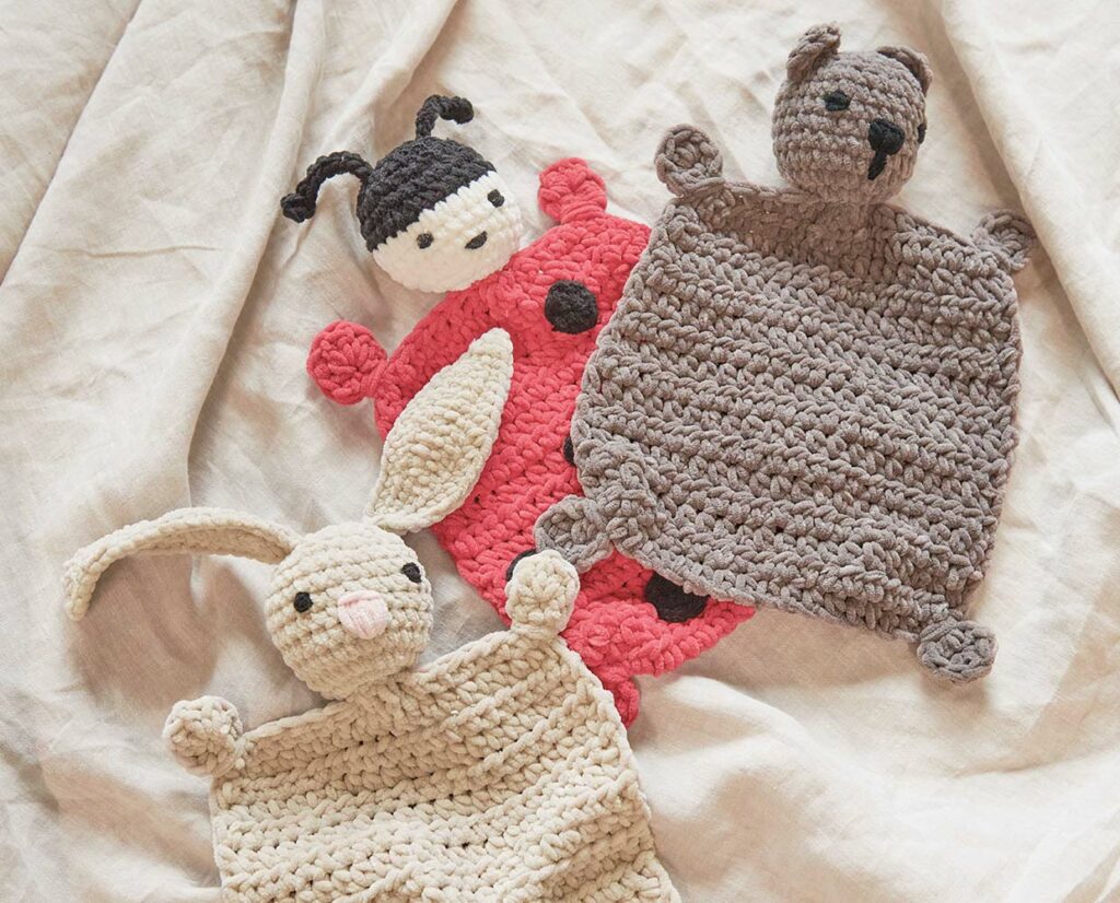 Aus weichem Chenille Garn: Baby Blankies