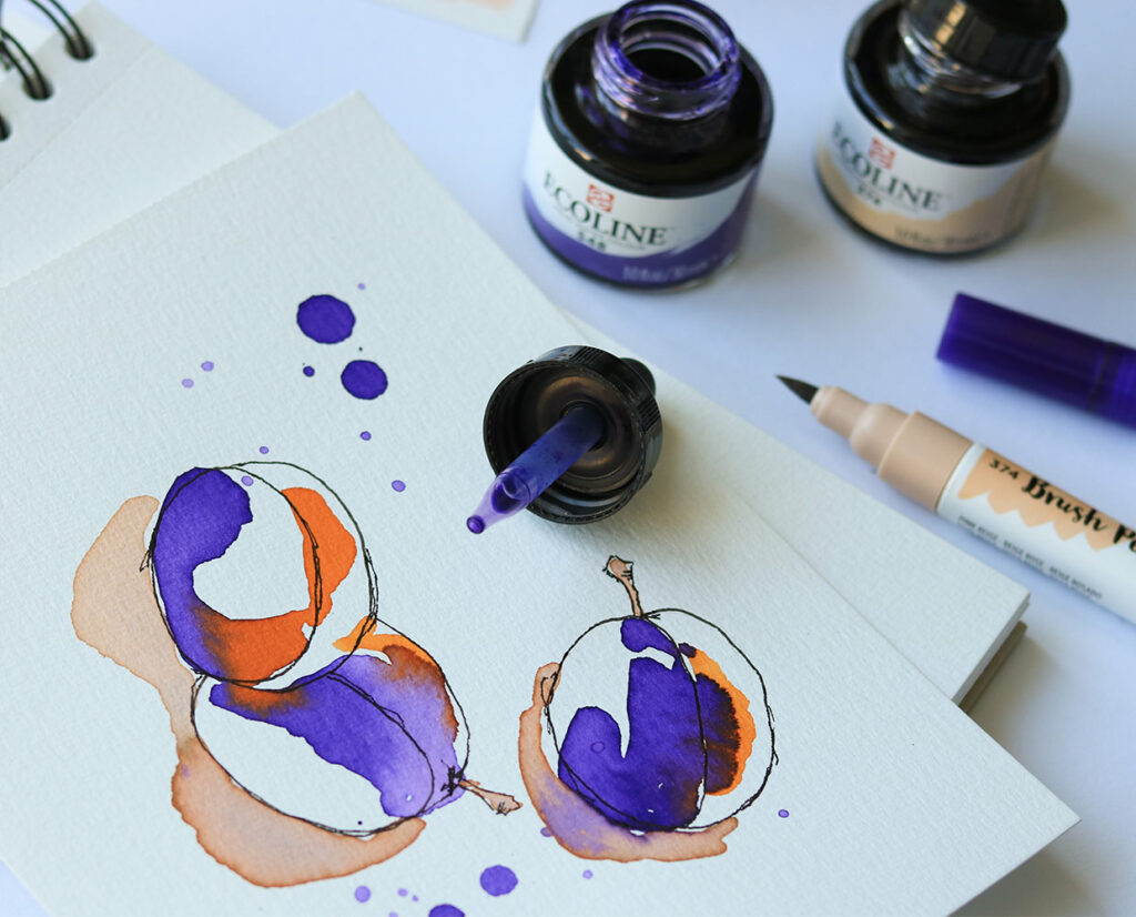 Mixed Media aus Wasserfarben und Brush Pens