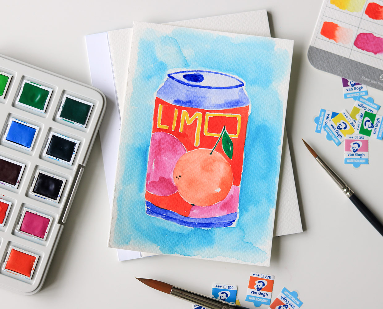 Aquarell Set von der Marke van Gogh: Malkasten Vibrant mit Limonadendose