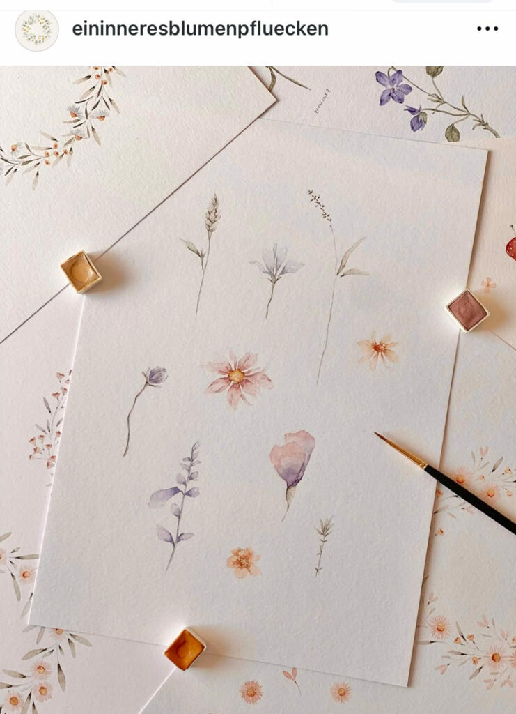 Filigrane Aquarell Blumen: Malin @eininneresblumenpfluecken
