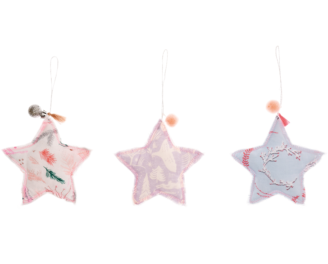Sternenanhänger nähen in unterschiedlichen Stoffen und Motiven