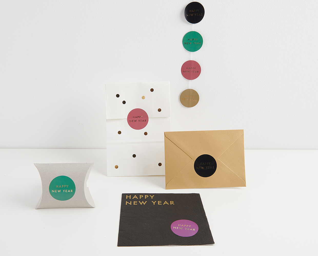 Sticker zur Gestaltung von Silvester Einladungen und Karten