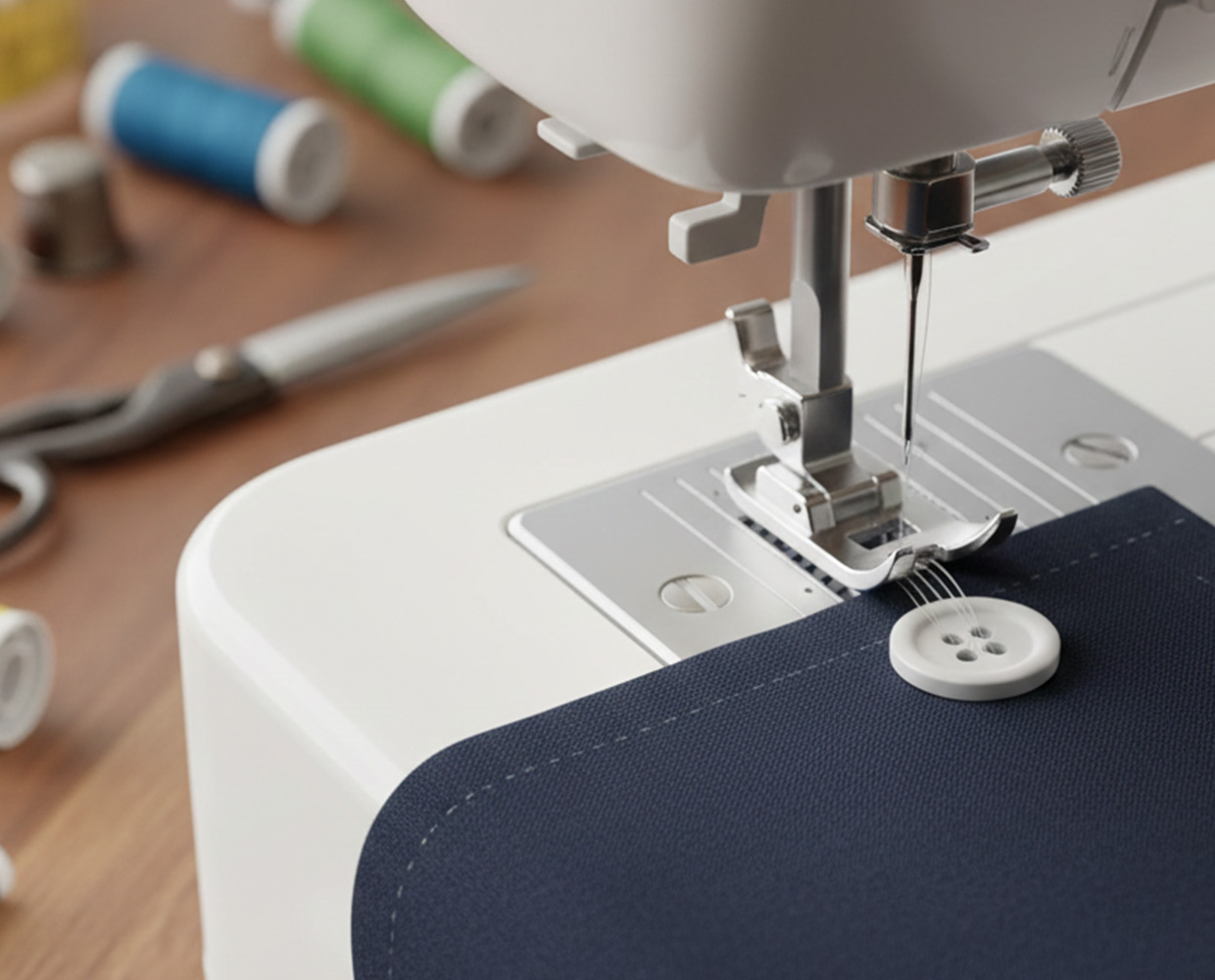 Knopf annähen mit der Maschine