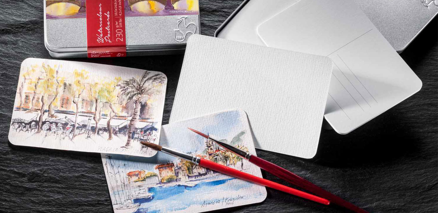Postkartenbox: Aquarellpapier im Postkartenformat