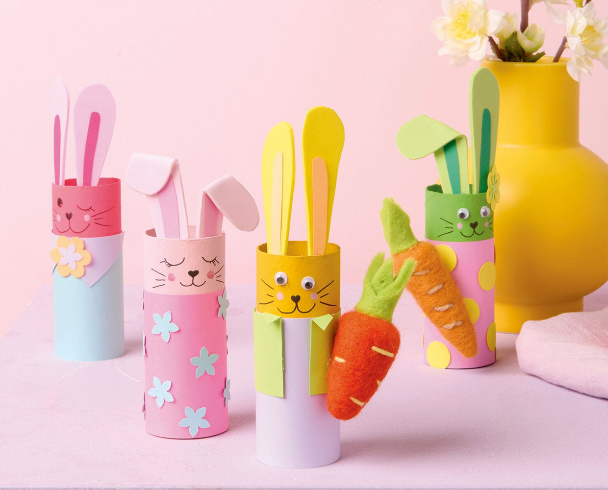 Niedliche Osterhasten: Kinderbasteln zu Ostern