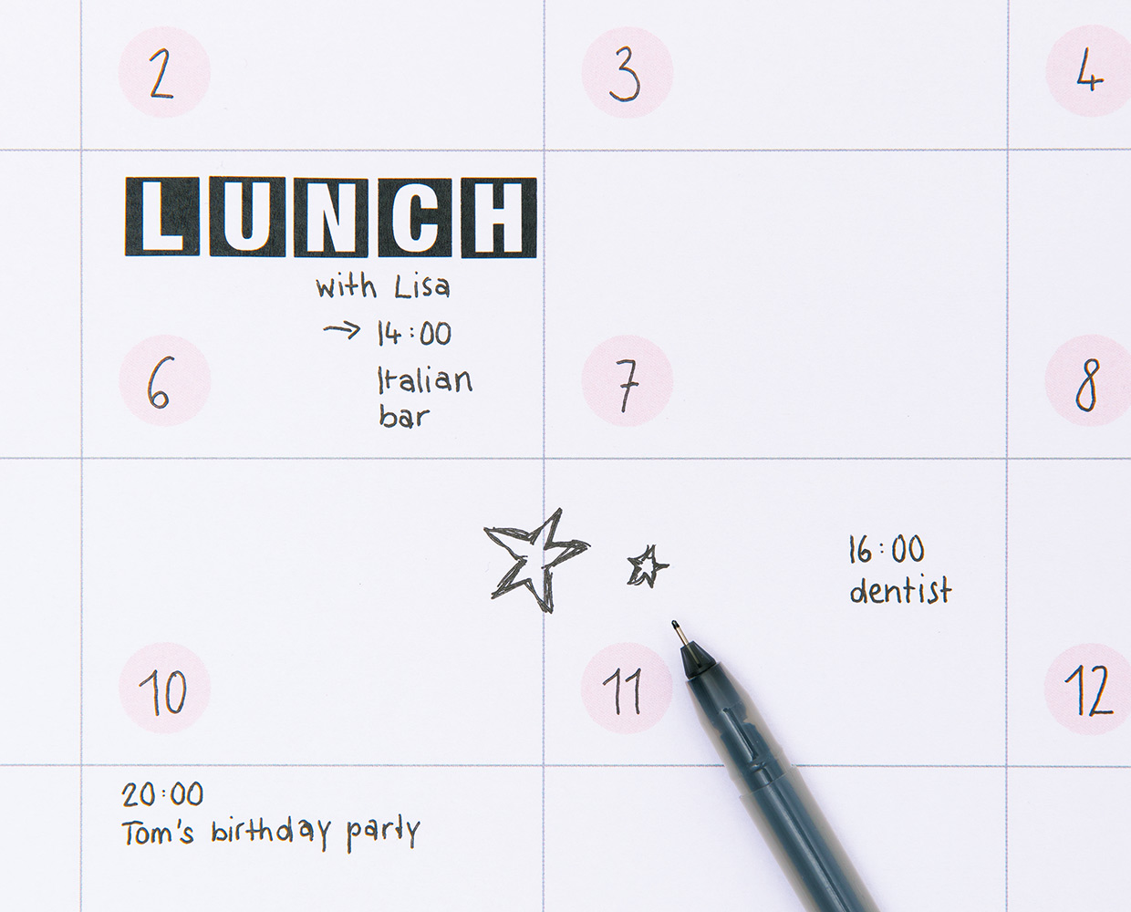 Kalender gestalten mit Buchstaben Sticker